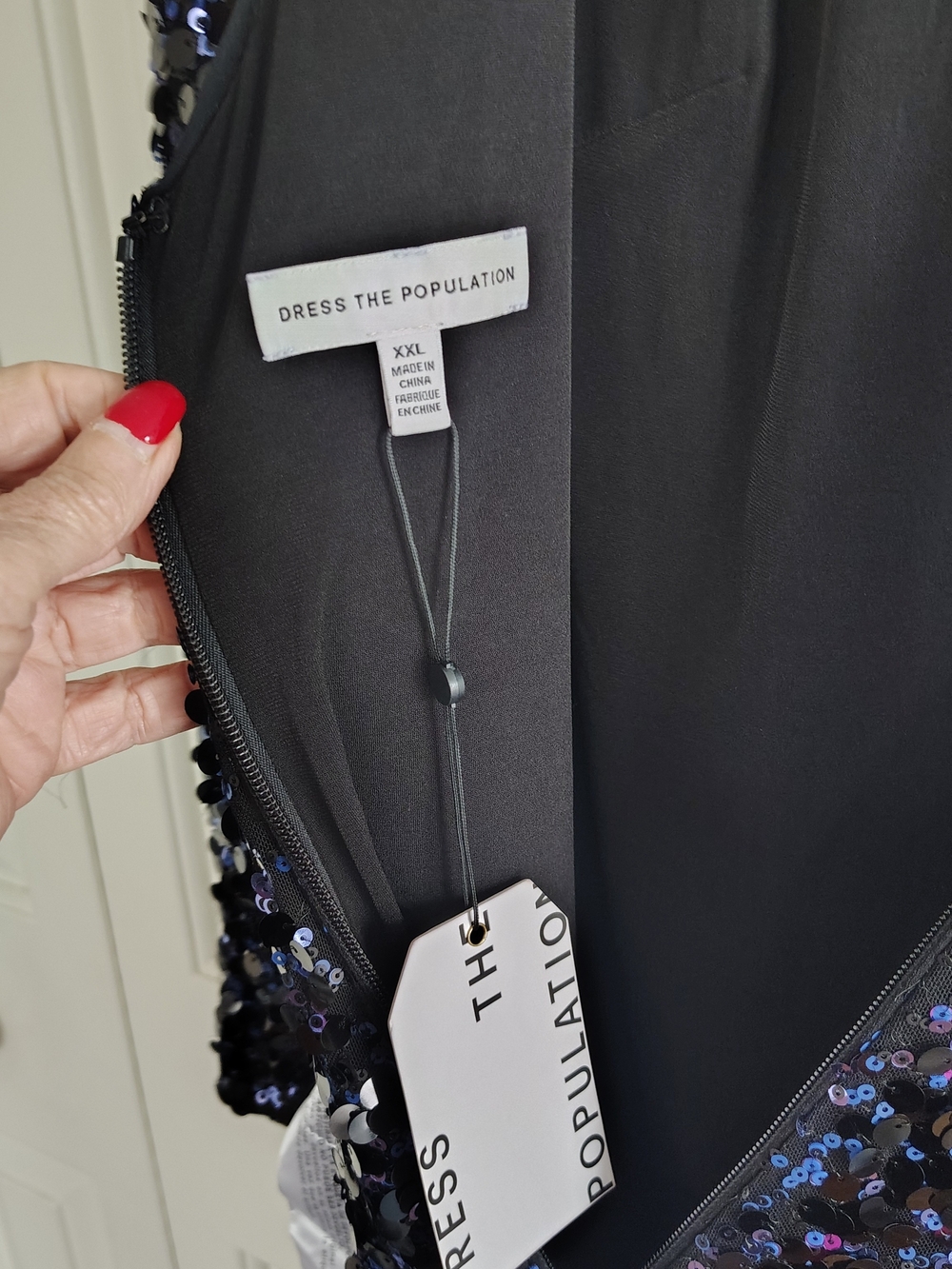 Dress The Population Sequin Dress in Navy - Elegant Long-Sleeve Dress XXL - Picture 10 of 15